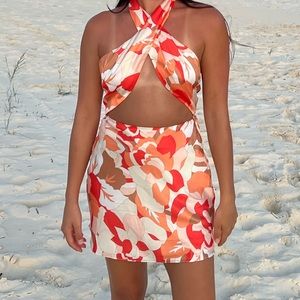 Front cross mini vacation dress